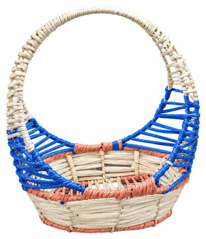 Blue Weave Round Basket