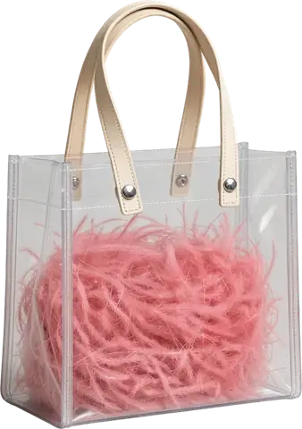 Clear Tote with Pink Shred