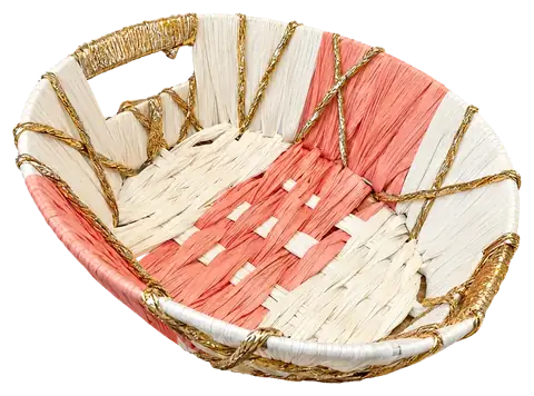 Coral Oval Weave Basket