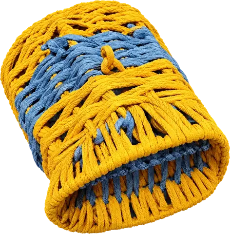 Yellow and Blue Crochet Basket