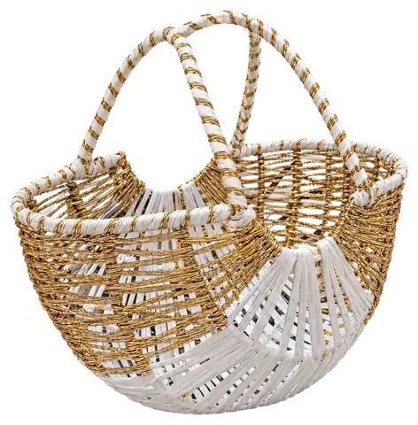 Twin-Handle Gold Weave Basket